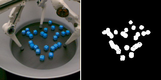 Example of the colour segementation of the dice.